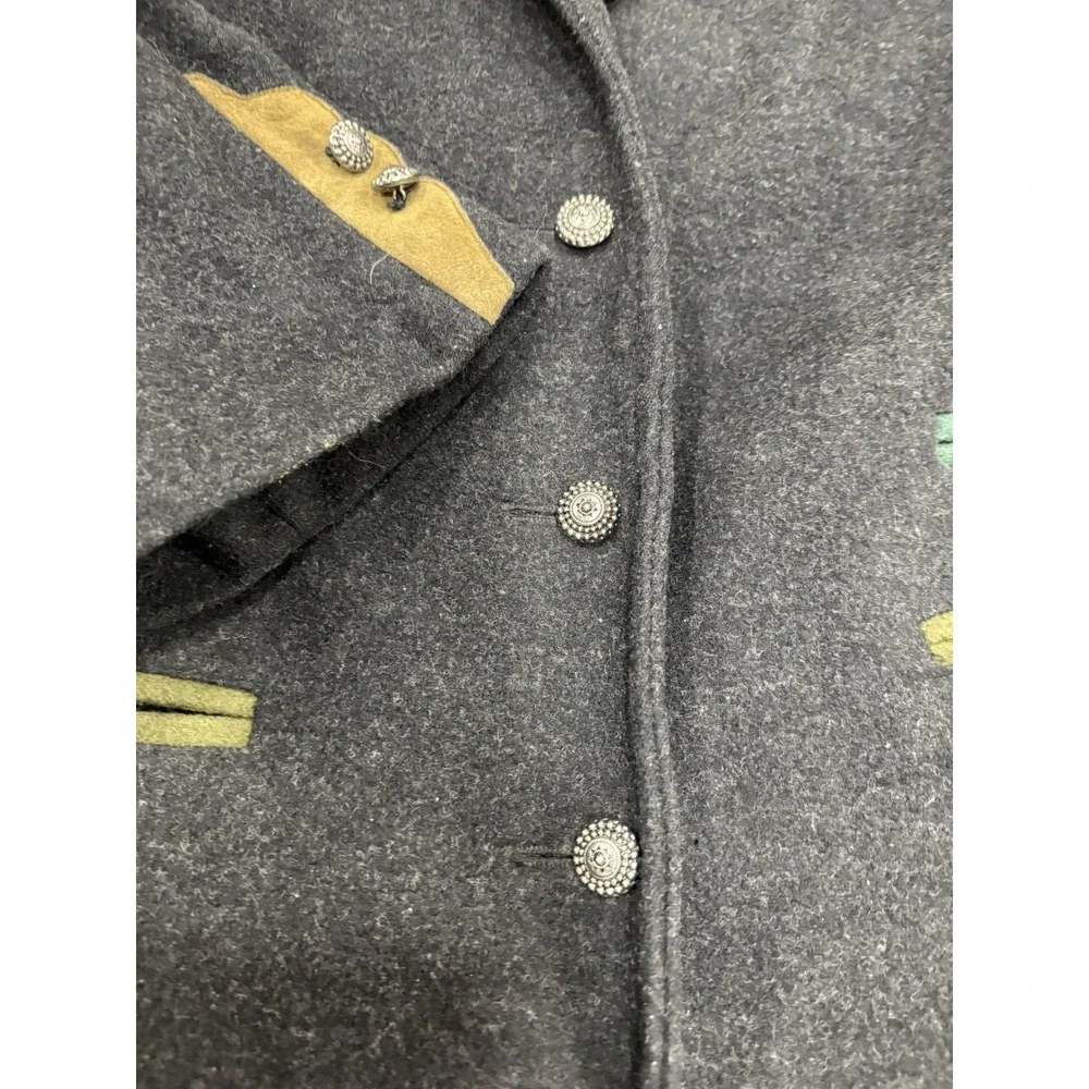 Marlene Wool Jacket Blazer Womens 38 Gray Embroidered‎ Applique Tree House
